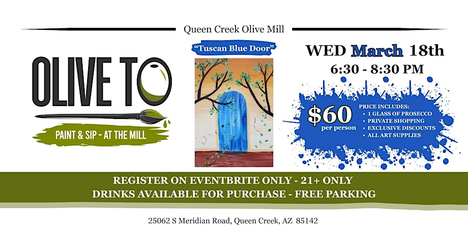 Olive To Paint and Sip - Tuscan Blue Door